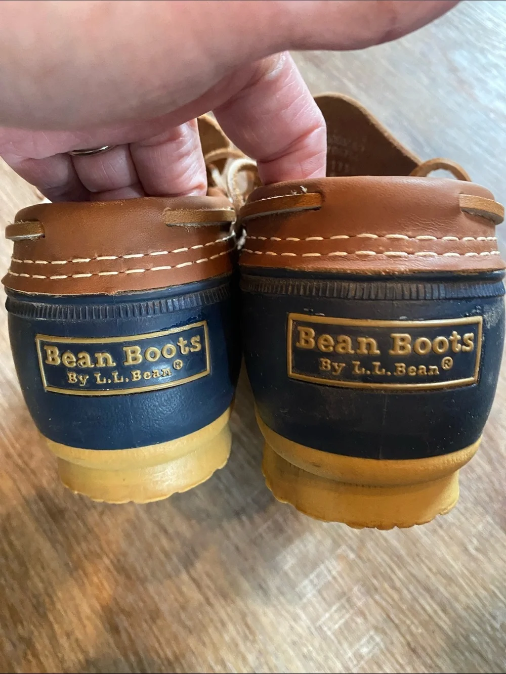 L.L. Bean Brown and Navy Leather and Rubber Duck Boot Shoes